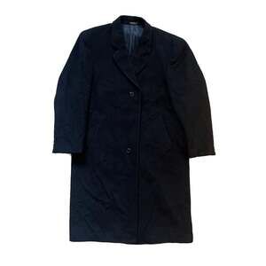 Silver Cloud Vintage Mens Black Italian Wool-Cashmere Blend Long Overcoat 42R